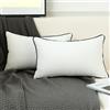 LIGICKY Set di 2 federe per cuscini lombari in velluto bianco, stile moderno e minimalista, con bordi in corda nera, morbide federe rettangolari, per divano, camera da letto, feste, 30,5 x 50,8 cm