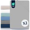 Dreamzie Set di 2 Lenzuolo Con Angoli - 140x190/200 - Microfibra Oeko Tex Certificado - Grigio - Lenzuola Francese 140x190/200 una Piazza e Mezza