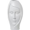 DRW Vaso da tavolo con viso in ceramica bianca opaca 16x14x30cm