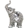 DRW Figura di un elefante in resina con specchi in argento 21 x 10 x 30 cm