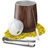 Aquafloow Tazza Yerba Mate 350 ml + 2 Pezzi Cannucce in Acciaio, Mate Argentino a Doppia Parete | Coperchio senza BPA, Set da Tè in Acciaio Inox per Yerba, Mate - Marrone