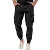 Generisch Pantaloni da allenamento da uomo, tinta unita, a vita media, con tasche laterali, a gamba lunga, dritta, da uomo, colore nero, dritto, per attività all'aperto, comodi, sportivi, lunghi, Nero