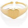 Namana Anello Regolabile a Forma di Cuore Placcato Oro Con Sigillo per Donne e Ragazze - Anello Aperto Con Sacchetto per Gioielli