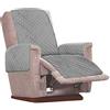 Keyohome Copripoltrona Relax Reclinabile Trapuntato Universale 1 Posto,Copertura Salvadivano per Poltrona Antiscivolo Antivegetativa per Protezione Divano con Fascia Elastica (Grigio)