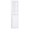 Homcom Mobiletto a Colonna Bagno in Legno con Decoro Intaglio Floreale Bianco 40 x 23 x 160|Aosom Italy|Aosom