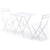 Set Bistrot Pieghevole: Tavolo Quadrato e 2 Sedie in Ferro Antracite - Ideale per Esterni e Interni : Colore - Bianco