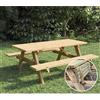 ONLYWOOD Tavolo Picnic in Legno 200 x 165 cm - con Panche Pieghevoli - Onlywood