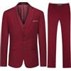 Allthemen Abito da Uomo Slim Fit in 3 Pezzi Completo da Uomo per Affari di Matrimonio Business Formale Suit 3 Pezzi Vino Rosso M