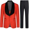 Allthemen Abiti da Uomo 3 Pezzi Prom Wedding Tuxedo Suit per Uomo Scialle con Bavero One Button Blazer Gilet Pantaloni Rosso L