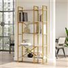 LBSIGN Libreria Oro 88x30x175 Cm 5 Ripiani Effetto Marmo Doppio Modulo Decus