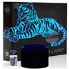 Comiwe Tigre Luce Notturna di Illusione 3D,16 Colori Controllo Touch e Telecomando,Lampada da Comodino Tavolo LED per Decorazioni la Casa,Regalo Creativo per Ragazze,Ragazzi,Bambini Famiglia