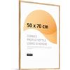 JUNOMI® Cornice portafoto di alta qualità, 50 x 70 cm, in vero legno di quercia, 50 x 70 cm, con vetro acrilico infrangibile