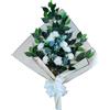 DRW Bouquet di fiori per cimitero bouquet di fiori artificiali con vaso per mettere in vaso 78 x 63 x 20 cm (bianco e blu)