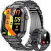 FOXBOX Smartwatch Uomo Orologio, 1.96 Militari Smart Watch con Le Chiamate Bluetooth, 80+ modalità Sport, Cardiofrequenzimetro, Notifiche WhatsApp Impermeabile Fitness Tracker di attività per Android iOS