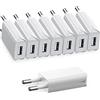 TONGKTAI Caricatore USB 5W, 8 Pack 5V/1A Caricatore USB da Muro Caricabatterie USB Presa Adattatore USB Spina USB Universale per iPhone, MP3, Ventilatore USB, Smartwatch e altro