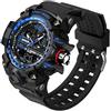 AIMES Orologi da uomo per sport all'aria aperta, impermeabile, militare, tattico, digitale, analogico, con data, multi funzione, con grande quadrante con allarme, cronometro per uomo, Blu, corsa