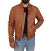 A1 Fashion Goods Bomber da uomo in pelle morbida di agnello aderente Varsity - Eddy, Nero , XL