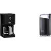 Krups KM6008 Smart'n Light Macchina da caffè con filtro | Display intuitivo | Capacità 1,25 L per fino a 12 tazze di caffè & Macinacaffè a doppia lama, 240 V, Nero