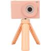 Garsent Fotocamera Digitale Compatta, Ricaricabile per Foto e Video, Selfie per Bambini, Dual Lens, 1080P, con Schermo HD IPS, Treppiede Portatile Abbinato, Ricarica USB Tipo C (PINK)