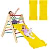 COSTWAY 3 in 1 Arrampicata Giocattolo a Triangolo per Bambini, Set di Arrampicata con Rampa di Scivolo a 2 Lati e Inclinazione Regolabile, Arrampicatore per Bambini 1 Anno+ (Colorato)