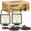 RIGIDON 2 Pcs 4 Pollici 48 W Faro da ricerca Led, Luce da Lavoro con Base Magnetica, Luce da Ricerca, Per Auto Fuoristrada, Camion SUV 4x4 Barca, DC 12 V 24V Flood Luci di Lavoro a Led, 6000K Bianca