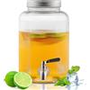 Evanda Dispenser bevande in vetro con rubinetto in acciaio inox a prova di perdite, distributore di bevande ghiacciate da 4 l, per la preparazione di tè freddo, limonata e succhi di frutta