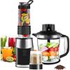WAWORIO Frullatore Portatile, 3 in 1 Mini Frullatore Smoothie 700W/ Tritatutto/Macinino con 570ML Bottiglia, Elettrico Frullatore Professionale per Frutta Verdura Fare Succhi Frullati, Senza BPA