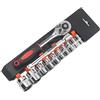 YEBOCIYO 12 Pezzi 3/8 Set di Chiavie Set Cricchetto e Bussole 8mm - 19mm Inserti Esagonali 155MM Cricchetto Reversibile in Cr-V con Pulsante di Scatto Strumento di Riparazione Automatica
