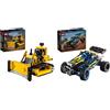LEGO Technic Buggy da Corsa, Macchina Giocattolo per Bambini, Bambine & Technic Bulldozer da Cantiere, Giochi per Bambini, Bambine, Ragazzi e Ragazze da 7 Anni in su