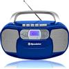 Roadstar RCR-4635UMP/BL Radio CD Portatile Cassette, Radio Digitale PLL FM, Boombox Lettore CD-MP3, USB, AUX-IN, Uscita cuffie, Blu