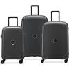 DELSEY PARIS BELMONT PLUS - Set di 3 valigie rigide per bagagli, ultra leggero, bagaglio a mano 55 cm,Bagaglio a mano media 76 cm, borsa 82 cm, colore: Nero