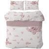 HOME ZEN HOUSEHOLD LINEN set completo lenzuola sopra lenzuolo sotto angoli e federe in tessuto di flanella anti reumatismi di poliestere e cotone (matrimoniale, fiore rosa)
