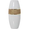 DRW Vaso da tavolo in ceramica con glitter in bianco e oro 14x34cm