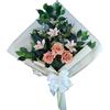 DRW Bouquet di fiori per cimitero bouquet di fiori artificiali con vaso per mettere in vaso 78 x 63 x 20 cm (gigli e rose arancioni)