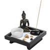 London Boutique Thai Buddha Seduto Statua Ornamento Porta Candele in Rattan, Set Regalo in Pietra Naturale, Seduta Budha HD38
