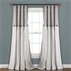 Lush Decor Tenda a pannello per finestra con bottoni in lino, singola, 101,6 x 241,3 cm (larghezza x lunghezza), grigio e bianco, decorazione rustica, a blocchi di colore, moderne tende per soggiorno,