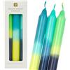 Talking Tables Ombre - Candele coniche per la cena non profumate, blu, giallo e verde, confezione da 3, colore: blu marmo, grande