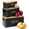 Otauoaea Porta Patate Cipolle Aglio - Set di 3 Contenitore Patate e Cipolle e Aglio - Porta Patate Cucina con Coperchio e Fori di Ventilazione - Contenitori Salvaspazio Cucina Design Retrò - Nero