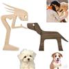 RHQFDM Fatta a Mano Scultura in Legno per Cani Scultura in Legno per Cani Scultura in Legno per Animali Domestici Decorazioni in Legno Intagliato per Gli Amanti dei Cani（Donne e Cani