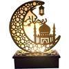 KATELUO Ramadan Luce Notturna in Legno, Eid Mubarak Luna Lampada Ramadan Lamp Ornaments, Lampada Ramadan Mubarak Ramadan Decorazione LED Lamp, Ramadan Decorazione di Luci in Legno per Musulmane Islam (C)