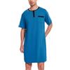 Uniexcosm Camicia da Notte da Uomo in Cotone Pigiama da Uomo Girocollo con Bottoni Pigiama Comoda Maniche Corte Girocollo, Tinta Unita Sottile Blu Navy M