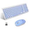 LeadsaiL, Set di mouse wireless per tastiera, mouse ergonomico e tastiera, tastiera wireless per PC e mouse, layout tedesco QWERTZ, tasti silenziosi per tastiera e mouse, MacOS PC, laptop, blu