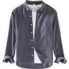 Generic Camicia nera da uomo - Camicia casual a righe con colletto quadrato da uomo camicie da spiaggia classiche, grigio, M