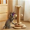Whemyreat Giocattolo per gatti, albero tiragraffi interattivo con filo di sisal naturale e raschietto, giocattolo per gatti in legno, per gatti e gattini all'interno con trackballs