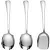 MEMOFYND 3 cucchiai da portata in acciaio inox, cucchiai grandi con manico lungo, set da cucina, sala da pranzo, banchetti (argento)