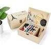 Joyeee Scatola da Cucito in Legno - Premium Cestino da Cucito Vintage con Accessori da Cucito Completi, Portatile Valigetta Sarta per Principianti, Casa e Emergenza Uso#1