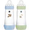 MAM | Set di 2 biberon Easy Start Anti-Colica 4+ mesi a flusso rapido (2 x 320 ml) Oceano + Sabbia - Biberon per ridurre le coliche e il disagio del bambino - Biberon per l'allattamento