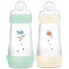 MAM Set di 2 biberon Easy Start Anti-Colica 2+ mesi di flusso medio (2 x 260 ml) Menta + Cotone - Biberon per ridurre le coliche e il disagio del bambino - Biberon per l'allattamento, 260ml x2