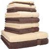 Betz Set di 10 asciugamani Premium 2 asciugamani da doccia 4 asciugamani 2 asciugamani per ospiti 2 guanti da bagno 100% cotone colore beige e marrone noce