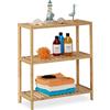 Relaxdays Scaffale da Bagno, in bambù, HxLxP: 69 x 60 x 26 cm, 3 Ripiani, Mobile da Terra da Cucina, Marrone Naturale